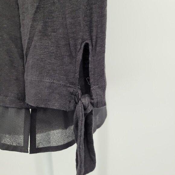 Sanctuary V Neck Black Sweater Top 3/4 Sleeve Lightweight Linen - Picture 7 of 9